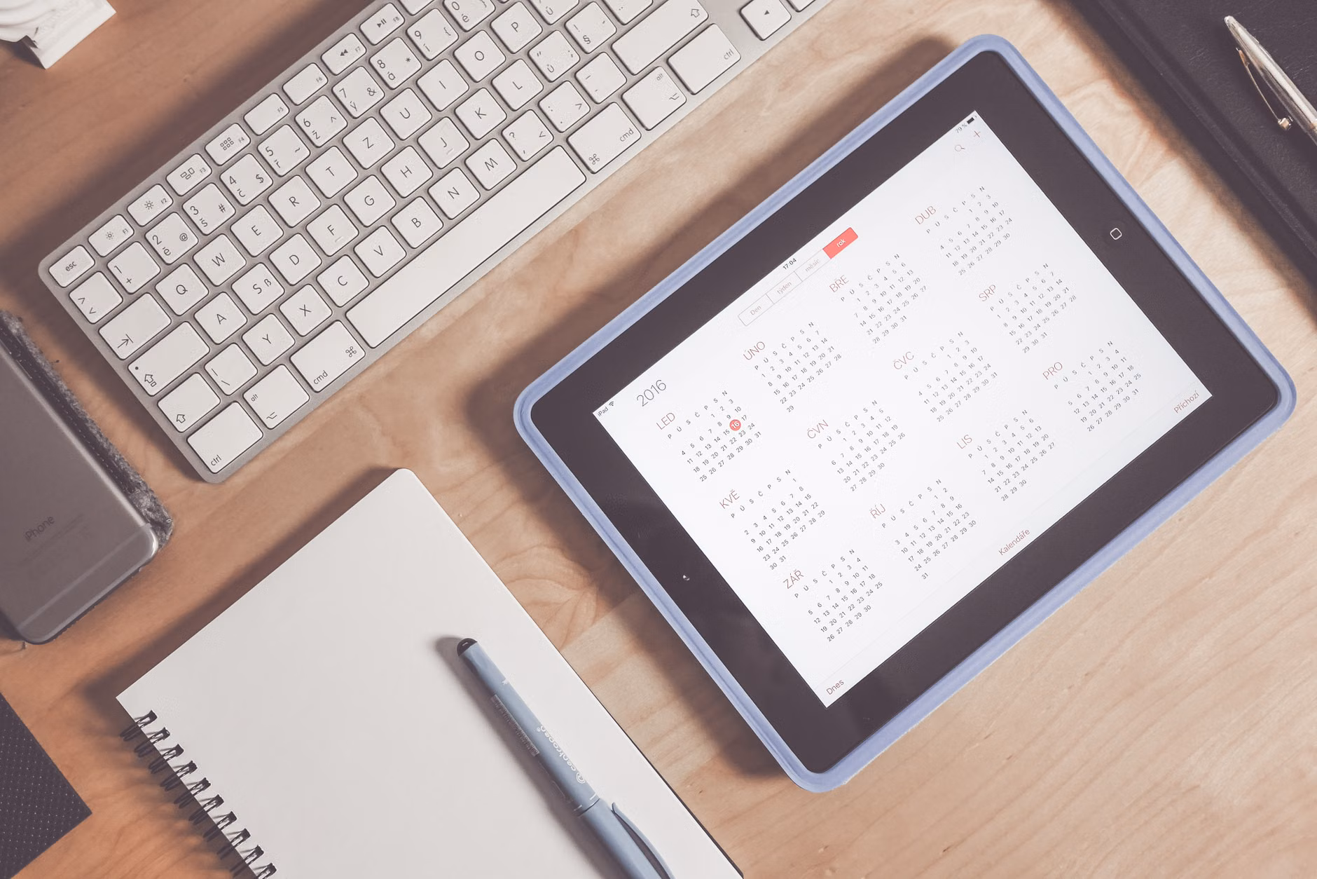 A digital calendar setup for weekend planning.