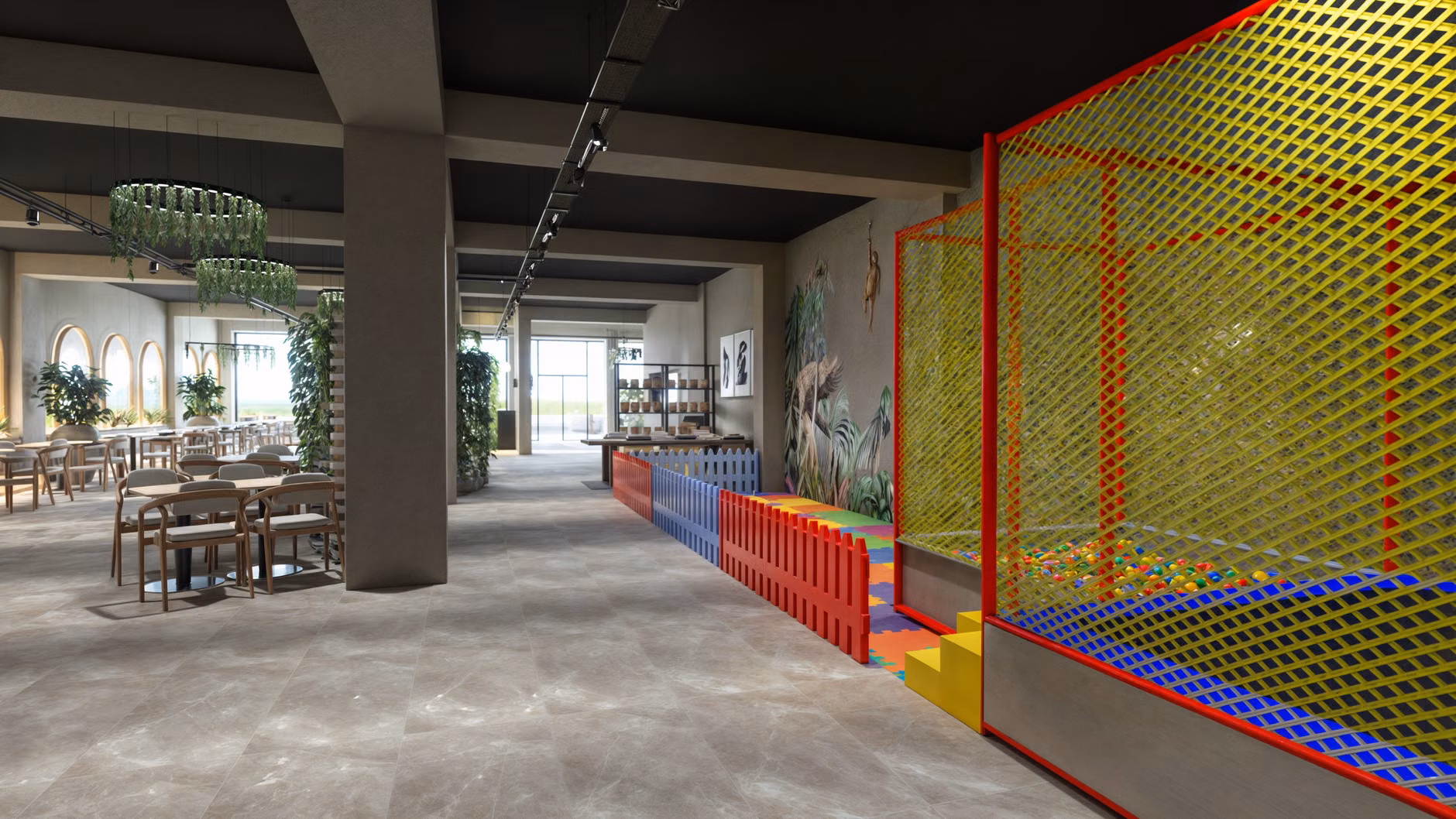 Visual representation of a buffer zone between a play area and workspace.