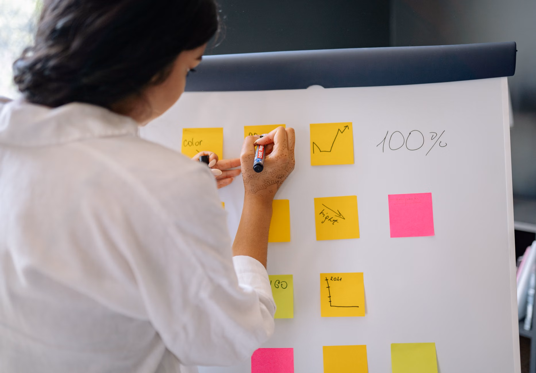 A child tracking personal growth and tasks on a visual milestone board.