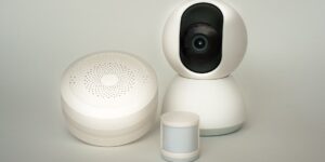 Modern smart home security setup in a rental apartment.