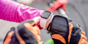 A modern GPS smartwatch for children on a kitchen table.