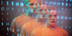 A conceptual illustration of teens exploring digital identities.