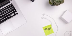 A clean, organized desk setup representing the planning phase of a 30-day career break.