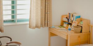 A peaceful and organized home corner designed for sensory regulation.