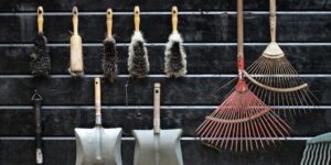 A well-organized community tool shed with various home improvement tools.