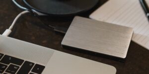 A modern home technology setup featuring a personal storage device.