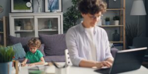 A modern home office setup representing work-life balance.