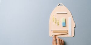 A calm, organized morning scene with a school bag and coffee, representing a stress-free school run.