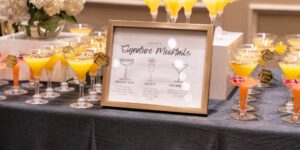 A sophisticated dinner party table featuring elegant non-alcoholic mocktails.