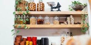 Modern organized kitchen with sustainable storage solutions