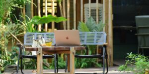 A peaceful home office setup representing a micro-sabbatical break.
