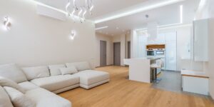 A bright, modern, and energy-efficient living room space.