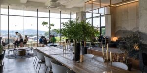 A welcoming community space designed for social connection in a modern city.