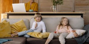 A conceptual view of a modern family balancing technology and connection.