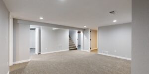 A clean, modern living room showcasing the benefits of a minimalist toy library approach.