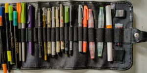 A curated collection of sensory travel tools organized for a family trip.
