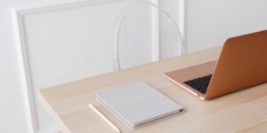 A peaceful, organized home workspace representing mental clarity.