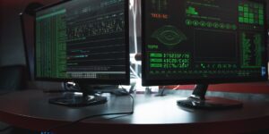 A secure, modern workspace setup representing digital privacy and data protection.