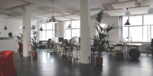 A bright, modern hyper-local co-working space designed for neighborhood professionals.