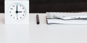 A clean and minimalist desk setup for productivity planning.