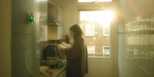 A warm, calm kitchen scene representing a peaceful evening routine.