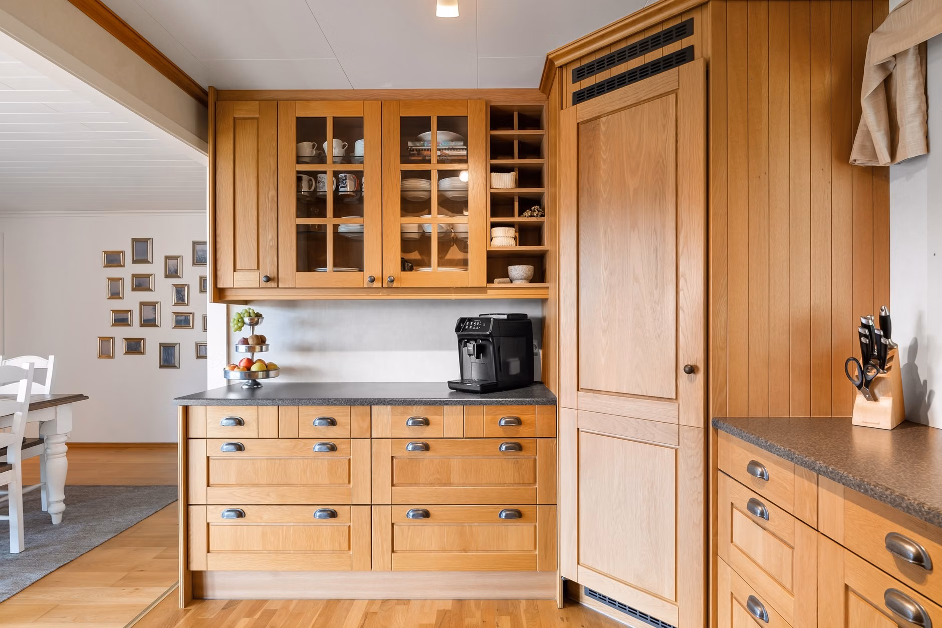 Pull-out pantry drawers for easy kitchen accessibility.