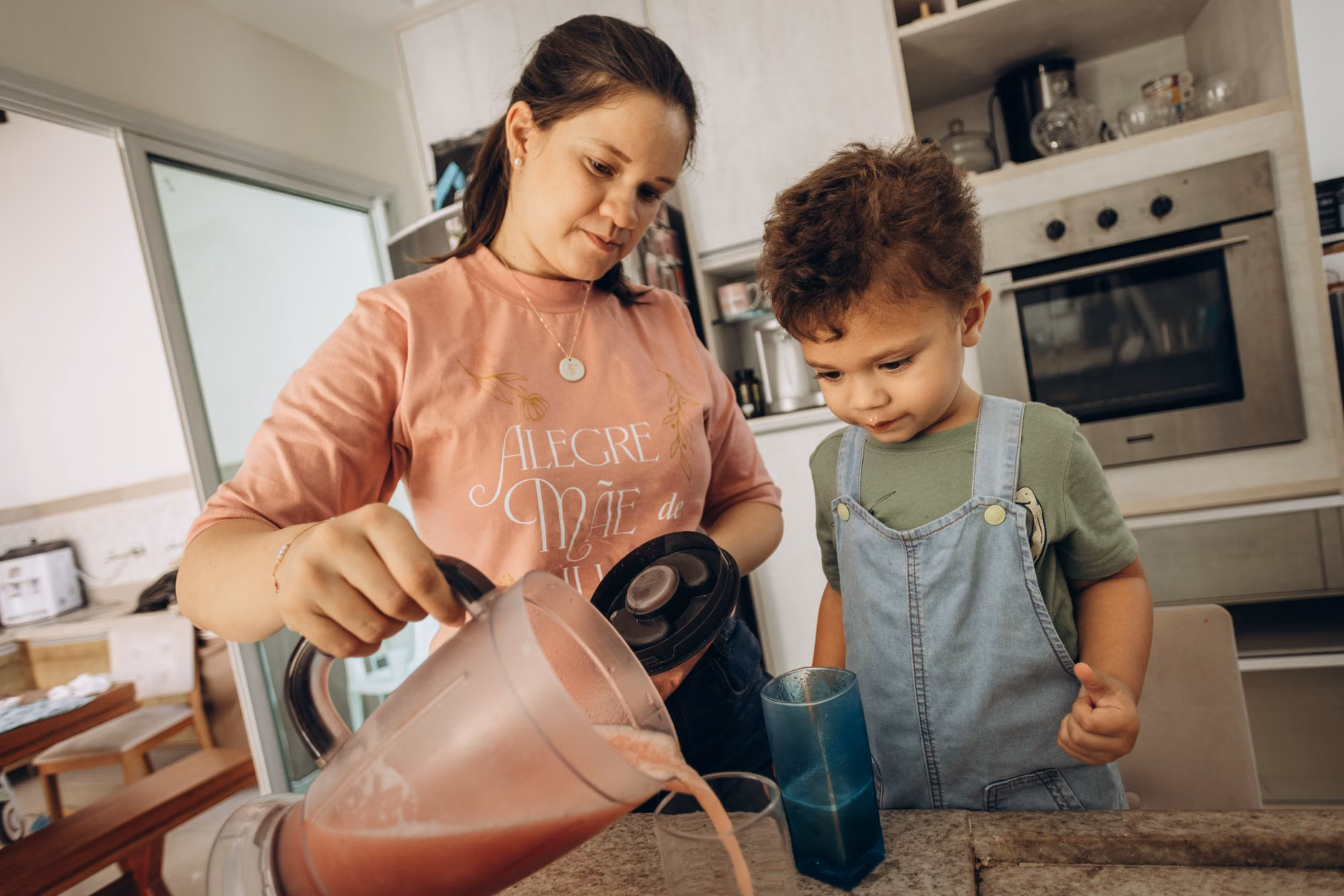 Parent and child in a healthy home environment