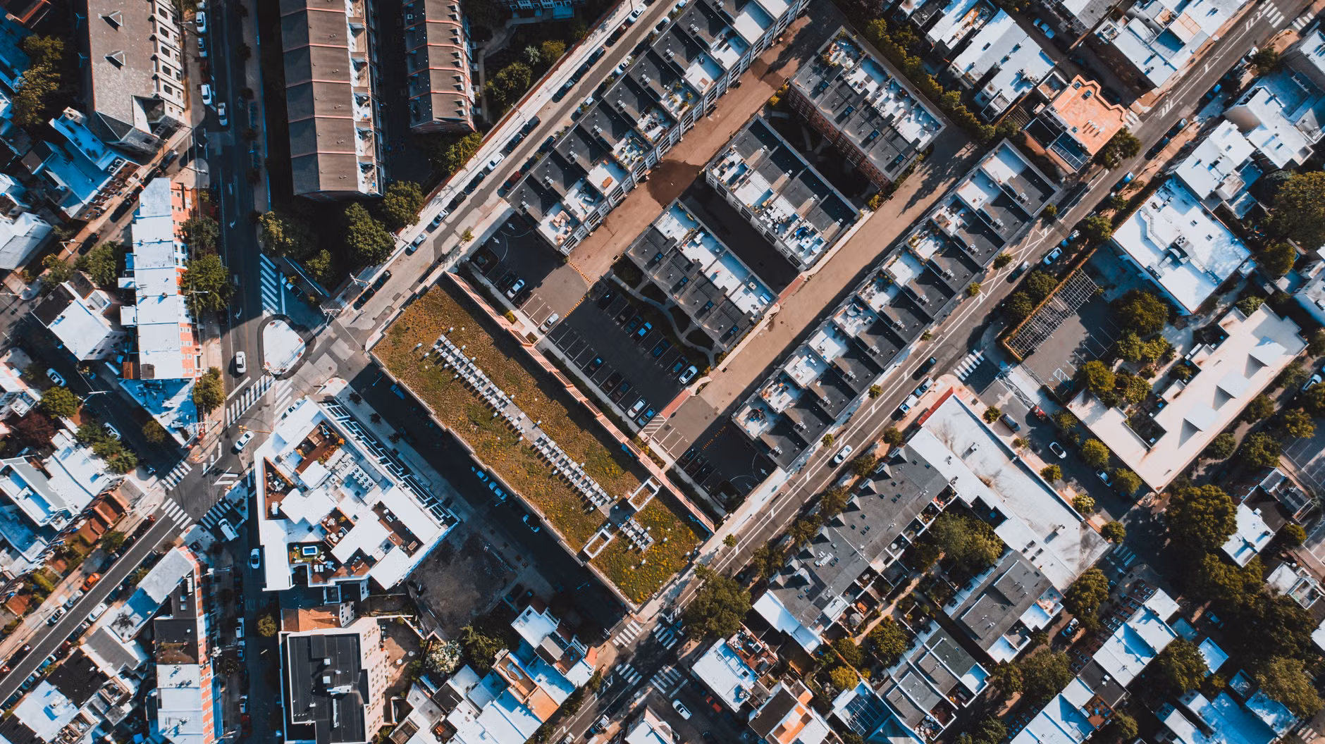 Isometric view of a connected smart grid neighborhood.