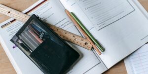 A clean, organized home study environment prepared for a student.