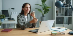 A professional planning a career break in a home office.