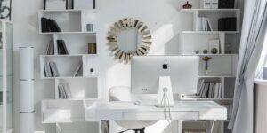 A clean, modern, and organized home office space designed for focus and productivity.