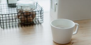 A clean, organized morning routine setup in a modern home.
