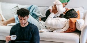 A family balancing remote work and personal life at home.