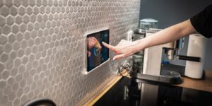 Modern smart kitchen technology setup for home security