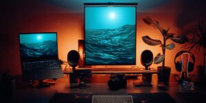 Modern home office electronics setup representing the future of tech costs.