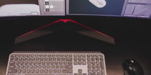 A professional setup for repairing wireless computer peripherals.
