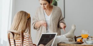 A family managing their digital life through a modern, transparent interface.