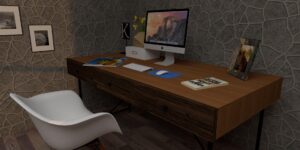 A clean, modern study desk setup designed for focus and minimal distraction.