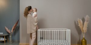 Modern, minimalist nursery featuring high-end pre-loved furniture.