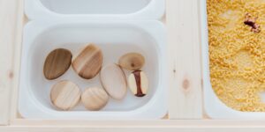 A peaceful, organized home sensory corner designed for a neurodivergent child.