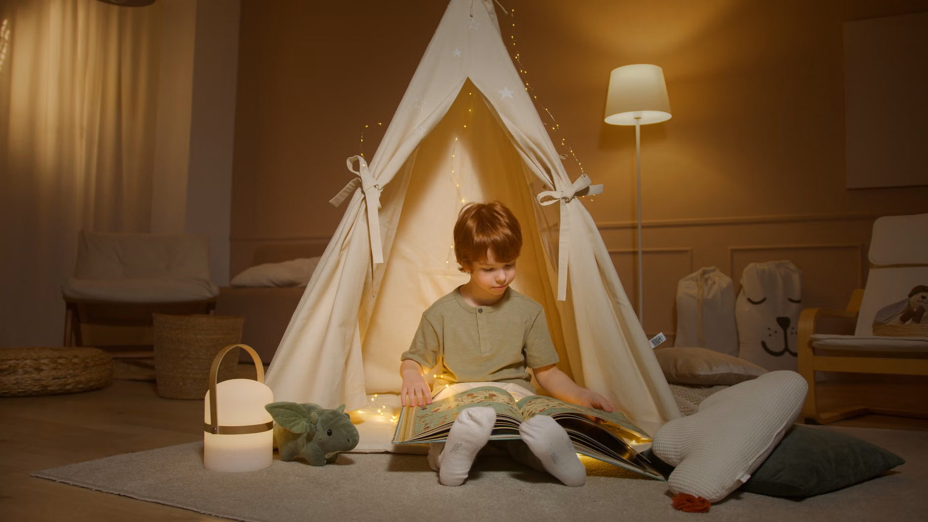 A cozy, designated quiet space at home for children to practice emotional regulation.