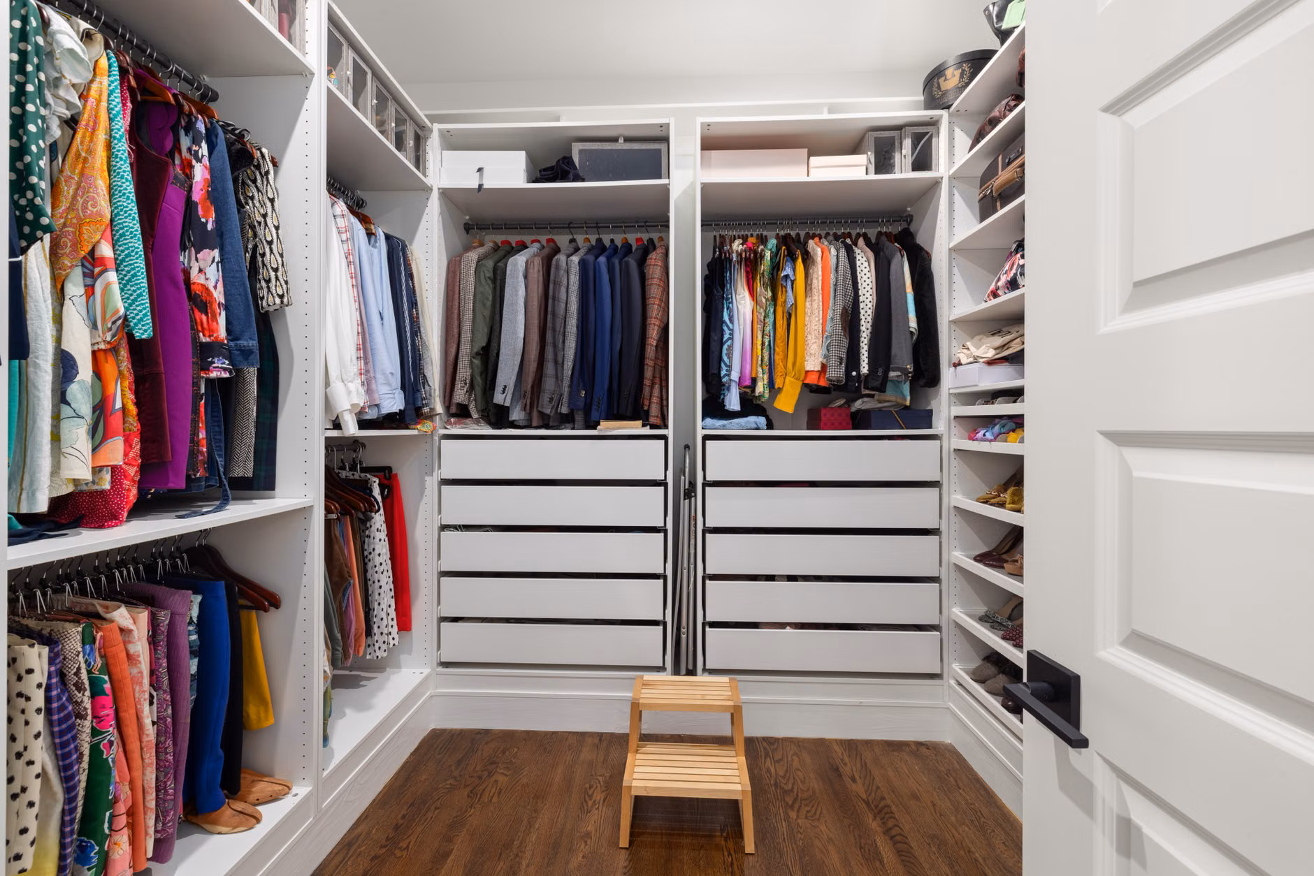 Organized closet with high-quality sustainable garments