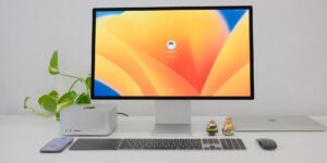 A clean desk setup representing digital organization and security.