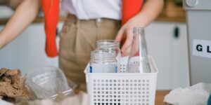 Modern kitchen setup for effective home waste management and recycling.