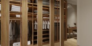 A minimalist luxury closet setup representing the modern resale market.