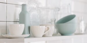 A clean, organized home office or kitchen table set for a family meeting.